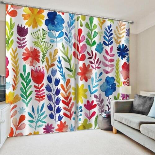 Colorful 3D Curtain Flower Printing Curtains For Living Room Bedroom Home Decor Modern Girls Room Bathroom Curtain
