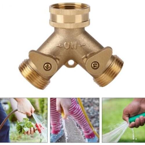 Brass Female 3/4" 2 way tap water splitter 5/8" garden tap Y Quick connector Irrigation valve Hose Pipe adapter 1pcs
