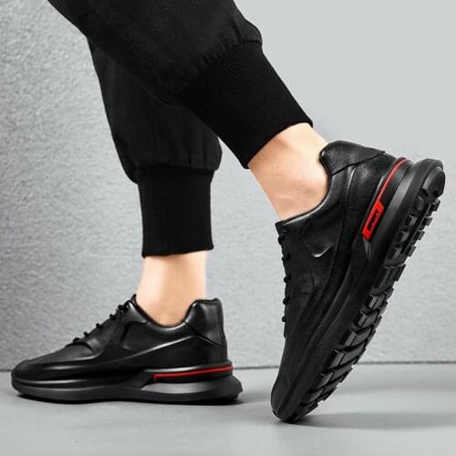 PU Leather Mens Shoes Sport Mens Sports Shoes Male Sneakers Men Autumn Hot Sale Men Running Shoes High Quality Balck GMB-0435
