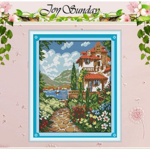 Lakeside Mansion Counted Cross Stitch 11CT 14CT Cross Stitch Sets Wholesale Scenery Cross-stitch Kits Embroidery Needlework