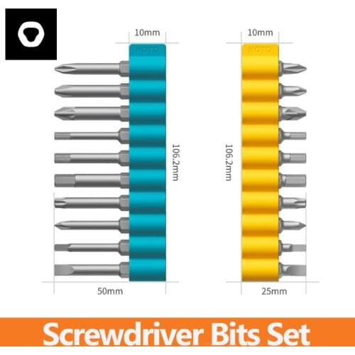 HOTO 10 pcs Screwdriver Bits Sets S2 Alloy Steel Stanard C 6.3 For 3.6V Electric Rechargeable Cordless Screwdrivers