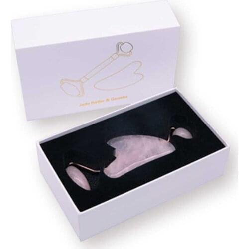 Rose Quartz Roller Set Anti Aging Obsidian Facial Massager Natural Green Jade Face Lifting Roller Amethyst Guasha Board Kit Box