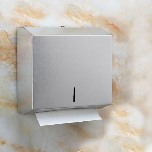 Wall-Mounted Paper Towel Dispenser Brushed Finish Stainless Steel Large Capacity Bathroom Hand Towel Kitchen Tissue Holder