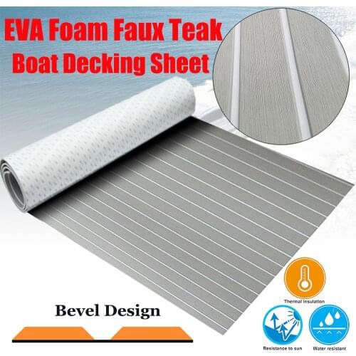 Boat Teak Decking Sheet Yacht Marine Flooring Carpet Self Adhesive 90cm240cm/35.4"94.5" Light Grey with White Seam Accessories