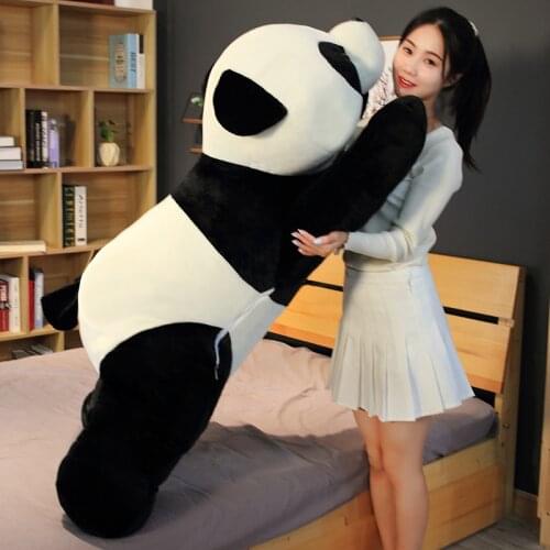 New Jumbo 200cm Panda Plush Toy Giant Soft Cute Lying Bear Sleeping Pillow Doll for Children Girl Gift Home Decoration DY50940