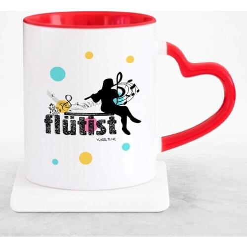 Personalized Professional Flutists Red Heart Mug Cup-4