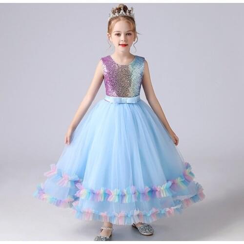Flower Girls Dress for Wedding Evening Children Princess Party Pageant Long Gown Kids Dresses for Girls Formal Clothes 5-14 Year