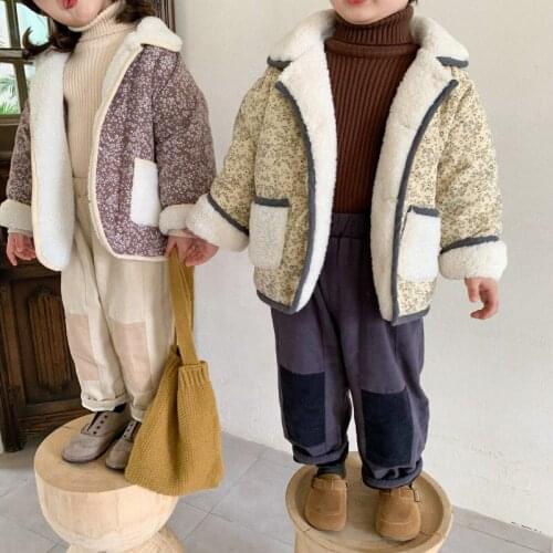 Casual thick woolen coats Childrens hooded shirt bow pocket double-breasted outerwear Baby kids wam jackets clothes