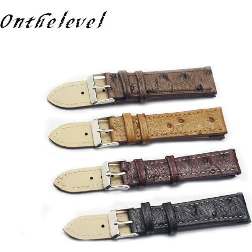 Genuine leather retro ostrich pattern 18-24mm Retro Genuine Leather Watchband Brown Yellow/Black/Red Gray Matte Leather straps