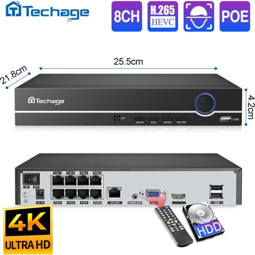 H.265 8CH 5MP 4MP 1080P POE NVR Audio Out Security Surveillance Network Video Recorder Up to 16CH For POE IP Camera CCTV System