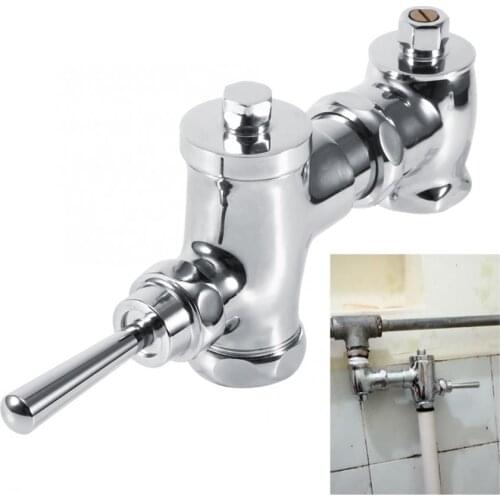 Toilet Flush Valve G1in Retractable Urinal Flush Valve Hand Pressing Type Flushing Valve for Toilet Bathroom
