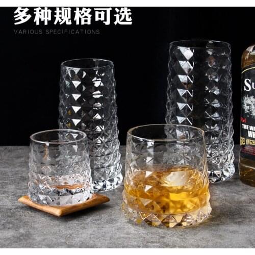 Diamond Design Old Fashioned Whiskey Cup Mojito Cocktail Glass Gemstone Pyramid Wine Tumbler Vodka Liquor Cups Wineglass