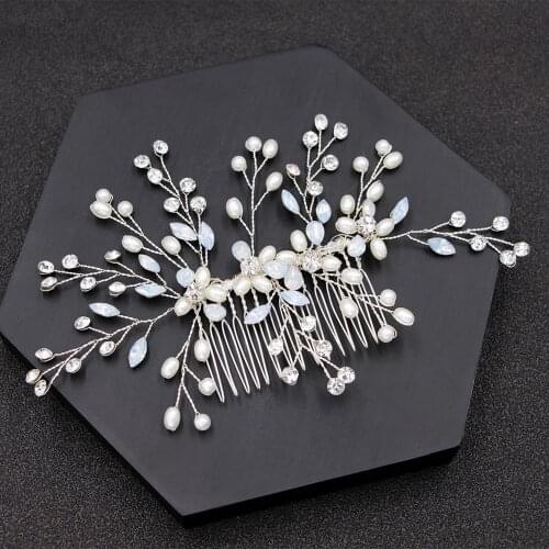 Wedding Flowers Pin accessories stunning crystal pearls hand made Comb Jewelry Party Hair Accessories