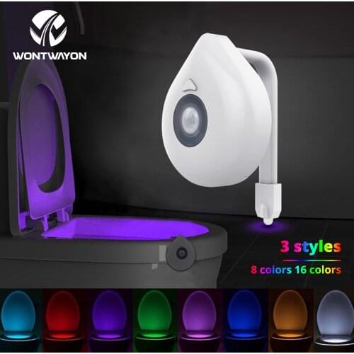 LED Toilet Light Smart PIR Motion Sensor Night Light 8 Colors 16 Colors Backlit Waterproof Night Light Toilet Bathroom Light