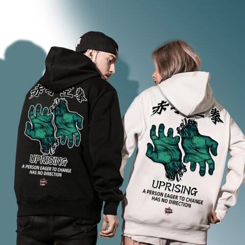 Sweatshirt Hoodies Men Hip Hop fight street Picture Retro Streetwear Harajuku Oversized Black Tops Cotton Hoodies, Sweatshirt