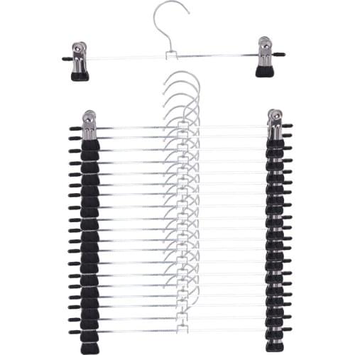 Pant Hangers Skirt Hangers with Clips 20 Pack Metal Trouser Clip Hangers for Space Saving, Ultra Thin Rust Resistant Hangers for