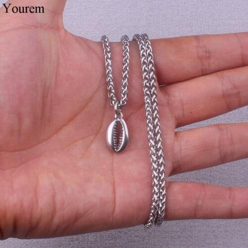 Yourem Stainless Steel Fashion Beach Style Seashell Teeth Ocean Necklaces For Women Men Jewlery di188