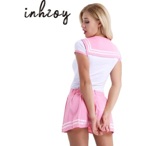 Women Diaper Lovers Cosplay Costume Student Uniform Romper Mini Pleated Skirt Set Adult Babies Age Player Role Play Game Clothes