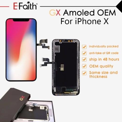 EFaith10 Pcs OLED GX AAA+++ Pantalla For Iphone X Incell LCD Display Touch Screen With 3D Touch Digitizer Assembly No Dead Pixel