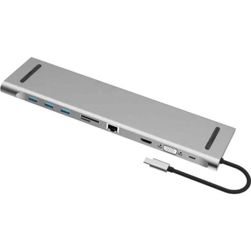 10 in 1 HUB USB C 4K Docking station Type C RJ45 Gigabit Lan PD 100W Power supply thunderbolt 3 for iMac air surface book