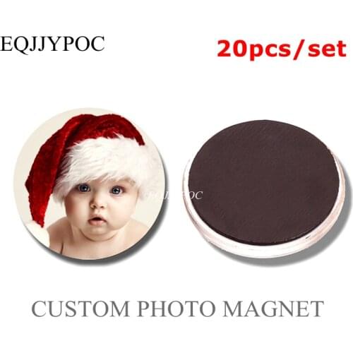 20Pcs Customized Fridge Magnet Lover Family Baby Pet Company Logo Photo Glass Cabochon Diy Personalized Photo Fridge Magnet