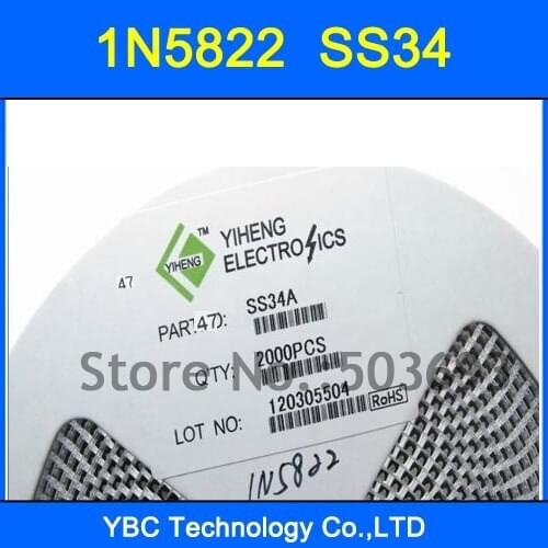 200pcs/lot SMD 1N5822 IN5822 40V 3A SS34 Diode Schottky