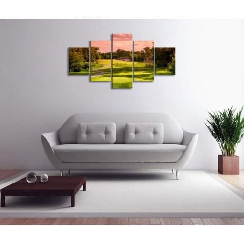 5 Piece Golf Course Canvas Prints Club Wall Art Landscape Painting Home Decor Green Picture Large Poster Drop shipping
