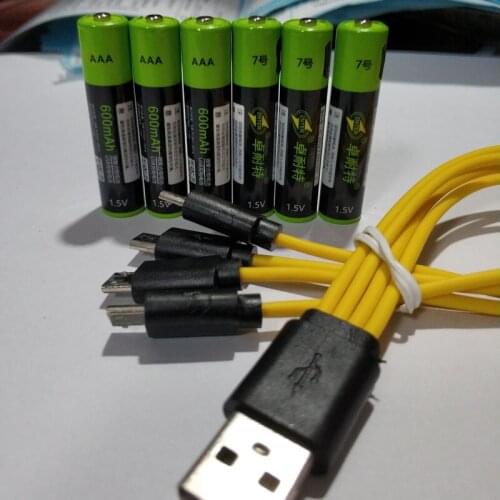 6XZNTER 1.5V 600mAh USB Rechargeable AAA Lipo Battery li-polymer lithium li-ion battery with usb cable 2 hours fast charge