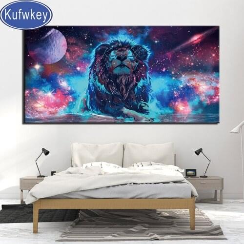 Ablue sky lion 3d diamond painting embroidery mosaic bead crystal full square round drill round drill large size animal home art