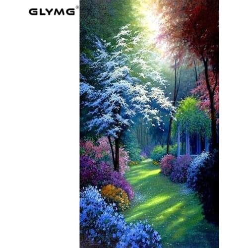 GLymg 5d Diy Diamond Painting Cross Stitch Tropical Forest Scenery 100%Full Square Rhinestones Pasted Home Decoration Painting