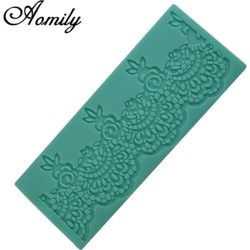 Aomily Flower Lace Skirt Cake Mold Wedding Cake Silicone Fondant Mold Mousse Brim Decor Sugarcraft Icing Mat Pad Pastry Baking