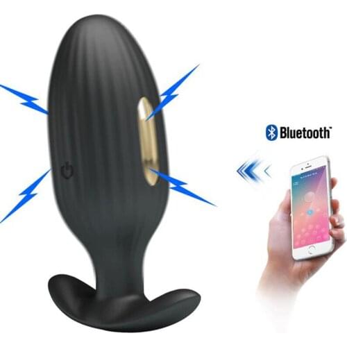 Wireless Remote Control Electrick Shock Anal Butt Plug Vibrator, Phone APP Bluetooth Remote Control Electric Anal Plug Vibrator