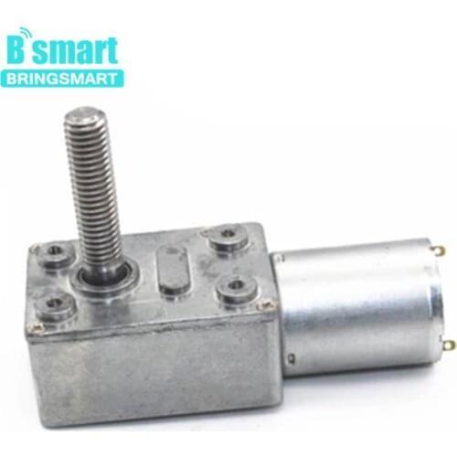 Bringsmart Worm Gear Motor Reversible Self-lock Gearbox Reducer 12V 24V JGY 370 Low Speed Motor 6-150rpm 6V M8 Screw Shaft 33mm