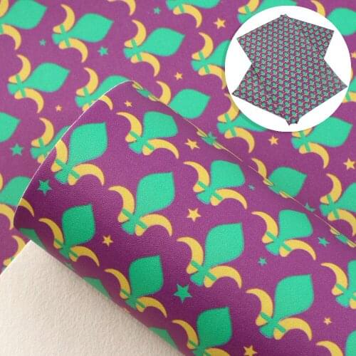 David accessories 20*33cm Mardi Gras Series Smooth Synthetic Leather Fabric DIY Bow Bag Materials Faux Leather Sheets,1Yc10481