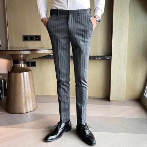 Business menswear pants, office and social striped pants, informal formal wedding dresses, classic fashion, 2021