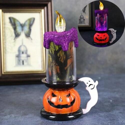 Electronic LED Skeleton Pumpkin Candle Lights Colour Changing LED Candle Light Halloween Decorations For Party Dance Bar