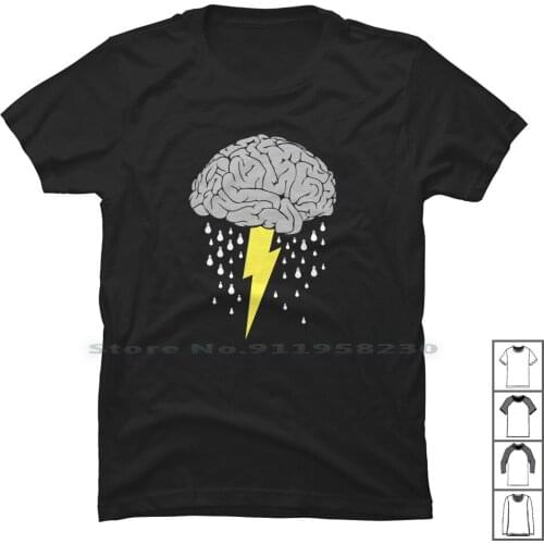 Brainstorm T Shirt 100% Cotton Slogan Saying Parody Brain Logan Humor Ying Tage Rain Age St