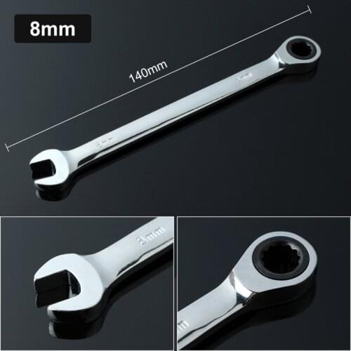 Ratchet Spanner 8mm Flexible Gear Ratchet Wrench Combination Wrench Tool Set Keys Geared Spanner Set of Keys Open End Torque