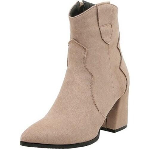 Hot Sale Woman Super Big Size 32-48 New Round Toe Med Knee Boots Women Casual Increased High Heel 7.5CM Fashion Warm Shoes 88-1