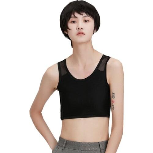 HaleyChan Breathable Mesh 3 Rows of Hooks Chest Binder for Tomboy Trans Lesbian Crossdresser FTM Corset Wrap Top
