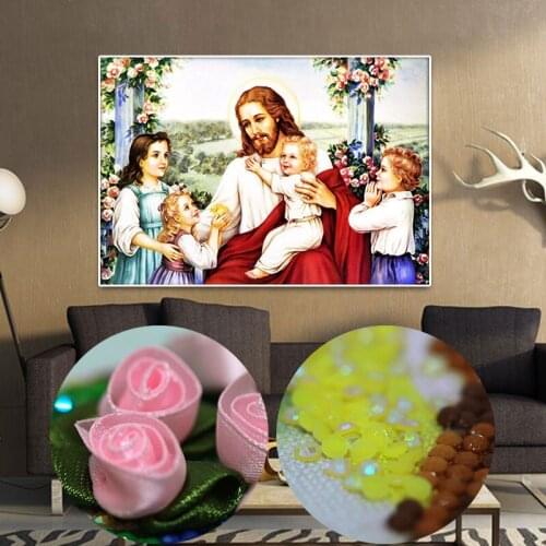 Jesus with children style icons religious 5d diy diamond painting kit cross stitch special shaped stones diamond embroidery new
