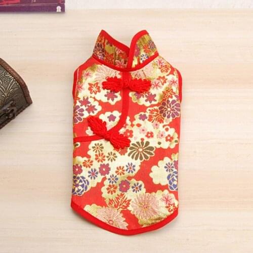 Chinese New Year Dog Clothes For Dogs Tang Suit Cheongsam Winter Dog Coat Jacket Spring Festival Pet Clothing For Dogs Costume
