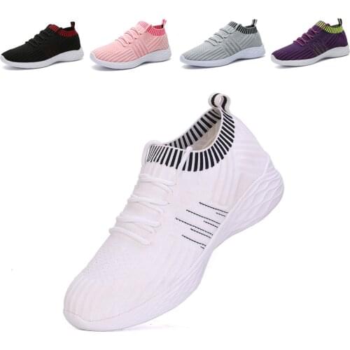 Women Knitting Sock Sneakers Spring Summer Slip On Air Mesh Flat Shoes Womens Loafers Walking Krasovki Famela EU 36-42 PW139