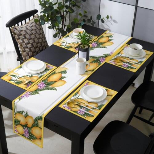 Lemon Art Summer Table Runner Set Luxury Wedding Table Decoration Tablecloth Dining Table Decor Placemats
