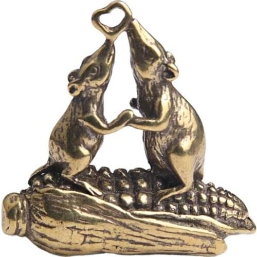 Casting Metal Mouse Corn Retro Ornaments Gifts 3D Figurine Mini Animal Collect Home Office Room Desktop Decoration Sculpture