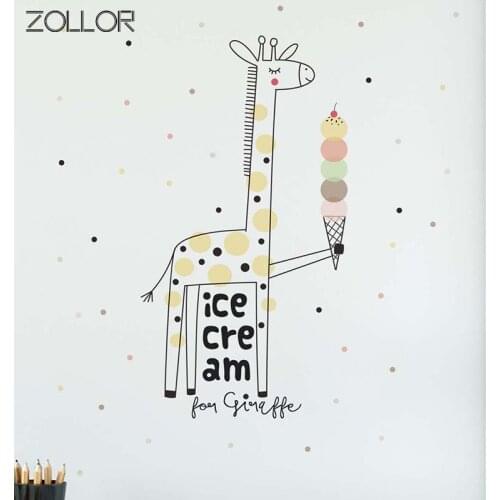 Zollor Cute Giraffe Animal DIY Wall Sticker Cartoon Kids Room Nursery Mural Decals Self-adhesive Home Fridge Cabinet Decoration
