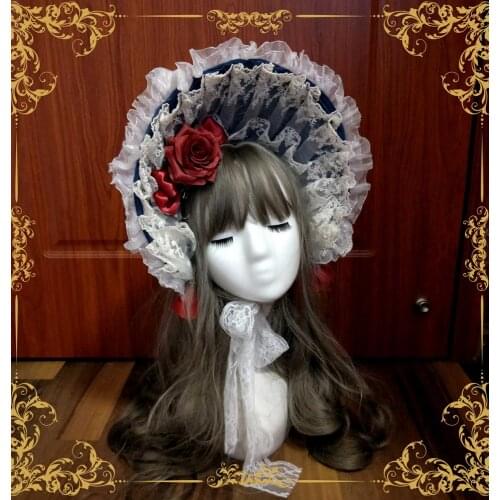 Tradescantia sillamontana Victorian Cosplay Flower Multilayer Lace Bonnet BNT Gothic Vintage Soft Girl Lolita Handmade Sun Hat