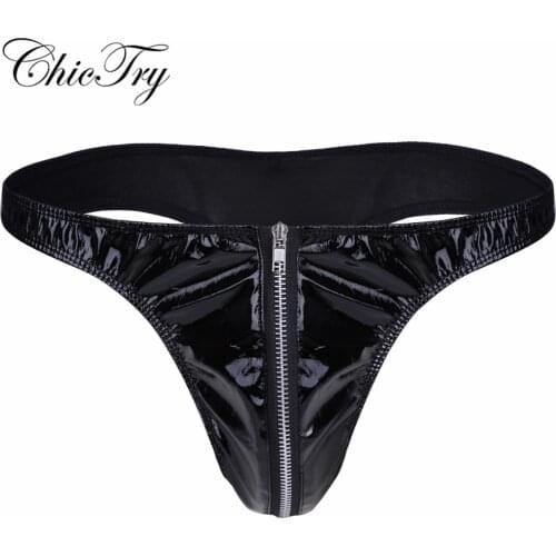 Fashion Male Mens Lingerie Leather Briefs Bikini Underwear Underpants Jockstraps for Costumes Sexy Thongs Panties Clubwear Party