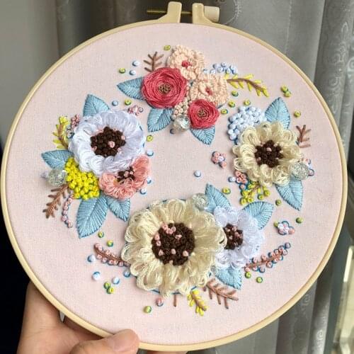 DIY Embroidery Kit Flowers 3D Embroidery Materials Package Primary Novice Cross Stitch Supplies broderie Decor Paintings