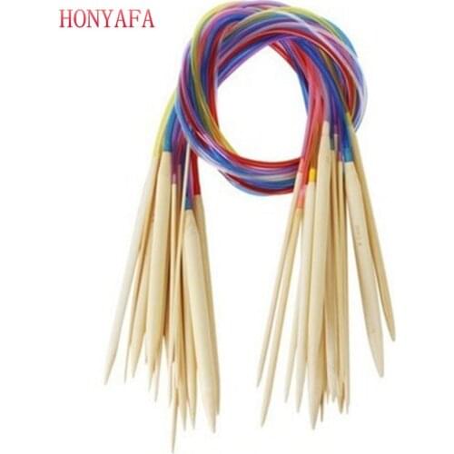 18 Sizes 80cm Multicolor Sweater Scarf Bamboo Smooth Circular Knitting Needles Set Weaving Crafts Yarn Tools 2.0mm-10.0mm